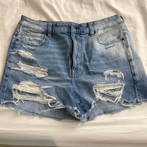American Eagle Outfitters Light Blue Ripped Jean Shorts